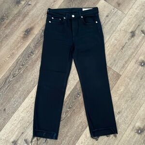 Rag & Bone Straight Leg Frayed Hem Jeans Cotton